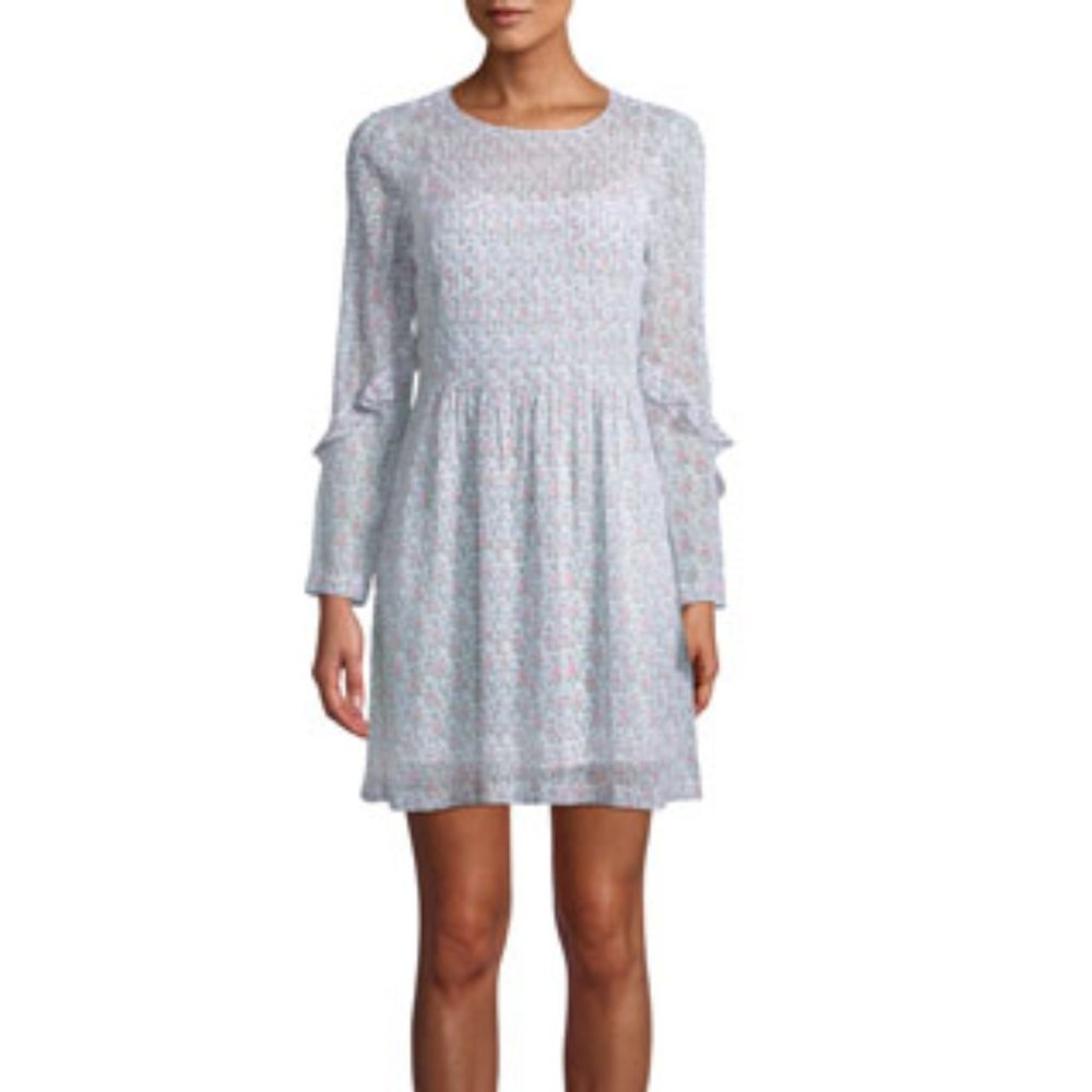 CLUB MONACO Catira Pleated Mini Floral-Print Silk Dress - 2
